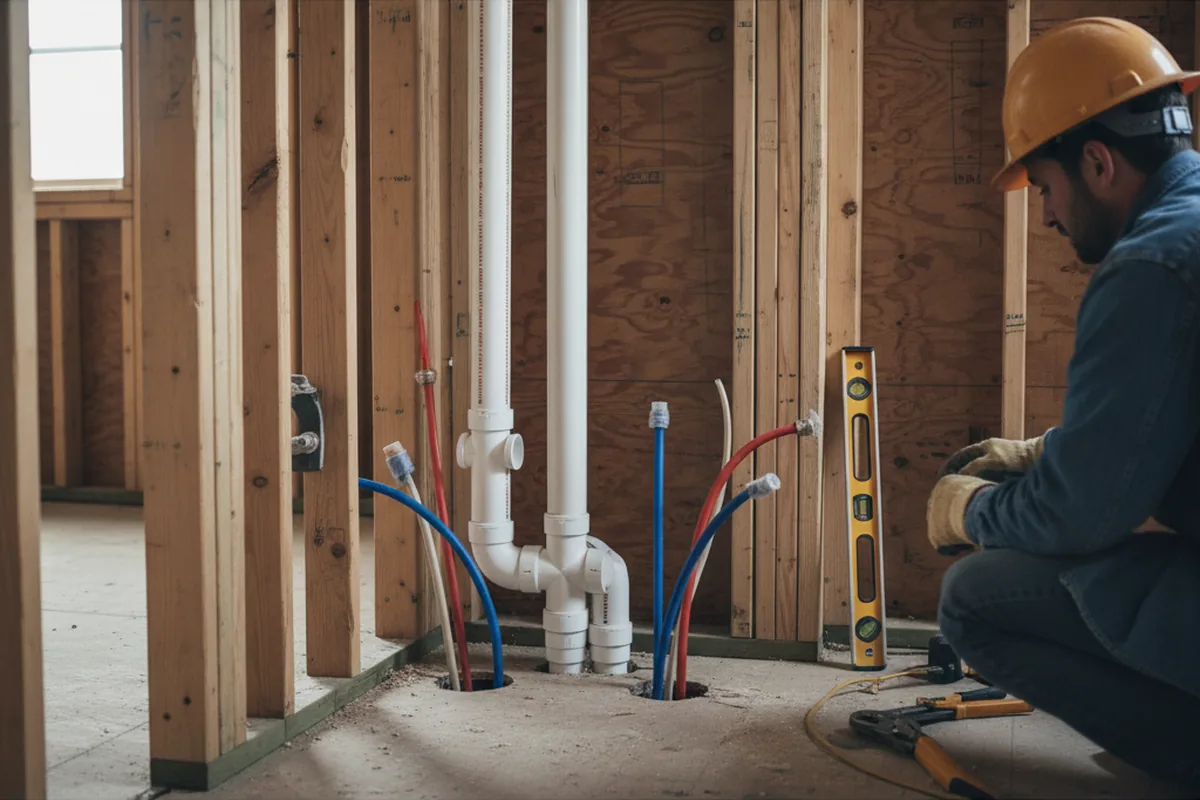 Drain and supply rough-in during Leak Detection in Frankfort